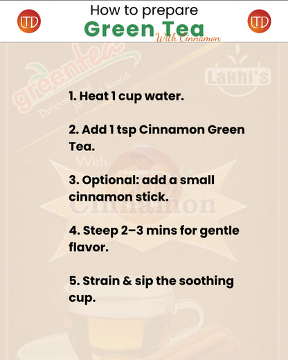 Lakhi's Green Tea with Cinnamon | Lucky Tea Depot